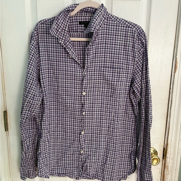 John Varvatos Purple Plaid Button Down Shirt Medium - Picture 1 of 5